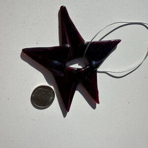 #2121 5 STAR DARK PURPLE RED 5 POINT STAR ORNAMENT / SUNCATCHER  FUSED